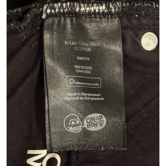 Cheap Monday Jeans Men’s 34/32 Dark Denim Black Straight Leg In Law - Picture 9 of 10